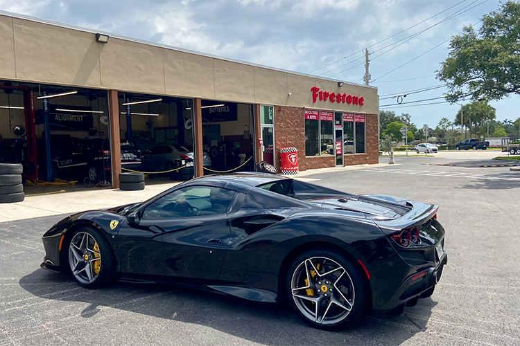 Performance vehicle parked at Boca Tire & Auto in Boca Raton